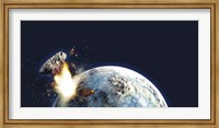 Apocalyptic illustration of Earth exploding from the inside Fine Art Print