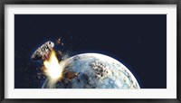 Apocalyptic illustration of Earth exploding from the inside Framed Print