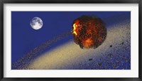 The Earth lays in ruins after an asteriod hits the planet Framed Print