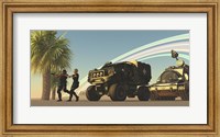 Two Special Forces personnel draw their guns on a distant planet Fine Art Print