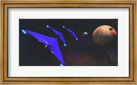Three spaceships from Earth travel to a planet near the Crab Nebula Fine Art Print