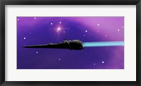 A spaceship blazes its way through space with ion propulsion Fine Art Print