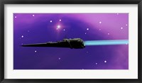 A spaceship blazes its way through space with ion propulsion Fine Art Print