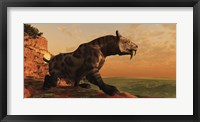 A prehistoric Smilodon Cat is on the prowl for his next prey Fine Art Print