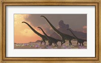 A family of Mamenchisaurus dinosaurs Fine Art Print