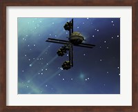 A starship from Earth with ion drive propulsion explores the cosmos Fine Art Print