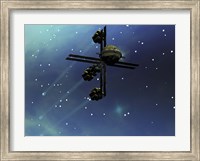 A starship from Earth with ion drive propulsion explores the cosmos Fine Art Print