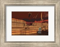 Pteranodon dinosaurs in a prehistoric landscape Fine Art Print