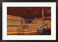 Pteranodon dinosaurs in a prehistoric landscape Fine Art Print
