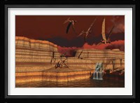 Pteranodon dinosaurs in a prehistoric landscape Fine Art Print