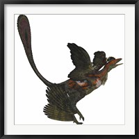 Microraptor, an extinct small flying dinosaur from the Cretaceous Period Fine Art Print