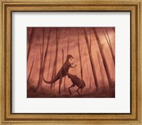 Two Bicentenaria argentina dinosaurs fighting in the woods Fine Art Print
