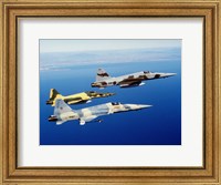 Three F-5E Tiger II fighter aircraft in flight Fine Art Print