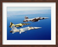 Three F-5E Tiger II fighter aircraft in flight Fine Art Print