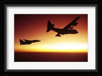 US Navy F-14A Tomcat aerial refueling from a KC-130 Hercules Fine Art Print
