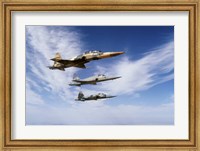 An F-5F Tiger II leads two F-5E's during a training flight Fine Art Print