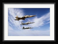 An F-5F Tiger II leads two F-5E's during a training flight Fine Art Print