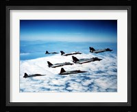 Four F-14 Tomcats and three F-5 Tiger IIs in flight Fine Art Print
