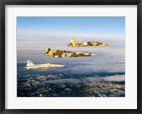 Four F-5 Tiger II's fly above Southern California Fine Art Print