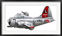 Cartoon illustration of a Boeing B-17 Flying Fortress Fine Art Print