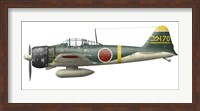 Illustration of a Mitsubishi A6M2 Zero fighter plane Fine Art Print