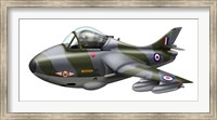 Cartoon illustration of a Royal Air Force Hawker Hunter F6 Fine Art Print