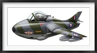 Cartoon illustration of a Royal Air Force Hawker Hunter F6 Fine Art Print