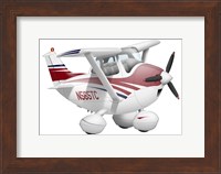 Cartoon illustration of a Cessna 182 aeroplane Fine Art Print