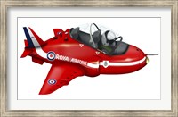 Cartoon illustration of a Royal Air Force Red Arrows Hawk airplane Fine Art Print