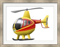 Cartoon illustration of a Robinson R44 Raven helicopter Fine Art Print