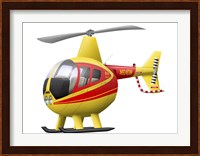Cartoon illustration of a Robinson R44 Raven helicopter Fine Art Print