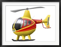 Cartoon illustration of a Robinson R44 Raven helicopter Fine Art Print