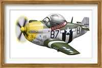 Cartoon illustration of a P-51 Mustang Fine Art Print