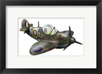 Cartoon illustration of a Royal Air Force Supermarine Spitfire Fine Art Print
