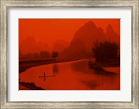 Limestone Mountains, Li River Fishermen, Yangshou, Guilin, China Fine Art Print