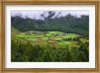 Houses and Farmlands, Gangtey Village, Bhutan Fine Art Print