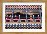 Monks in the Kichu Lhakhang Dzong, Paro, Bhutan Fine Art Print