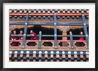 Monks in the Kichu Lhakhang Dzong, Paro, Bhutan Fine Art Print