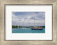 Indian Ocean, Seychelles, Praslin, Sailboats Fine Art Print