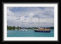Indian Ocean, Seychelles, Praslin, Sailboats Fine Art Print