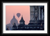 Hot Air balloon over the temple complex of Pagan at dawn, Burma Fine Art Print