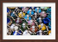Morocco, Casablanca, market, Ceramic tea pots Fine Art Print