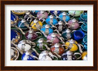 Morocco, Casablanca, market, Ceramic tea pots Fine Art Print
