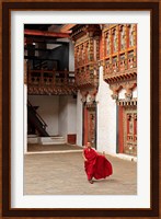 Monk at Punakha Dzong, Punakha, Bhutan Fine Art Print
