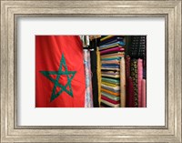 Moroccan Flag, The Souqs of Marrakech, Marrakech, Morocco Fine Art Print