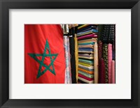 Moroccan Flag, The Souqs of Marrakech, Marrakech, Morocco Fine Art Print