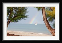 Madagascar, Mahajunga. Fishing dhow and rainbow Fine Art Print