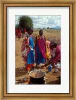Maasai Women Cooking for Wedding Feast, Amboseli, Kenya Fine Art Print