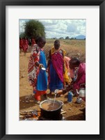 Maasai Women Cooking for Wedding Feast, Amboseli, Kenya Fine Art Print