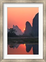 Karst Hills Along the River Bank, Li River, Yangshuo, Guangxi, China Fine Art Print